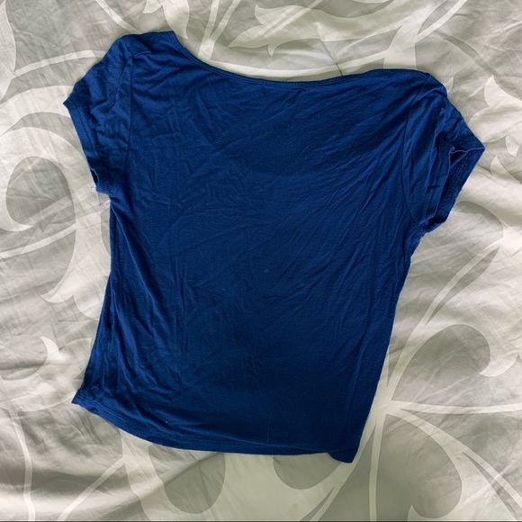 Blue Short Sleeve Crop Top - Picture 3 of 3